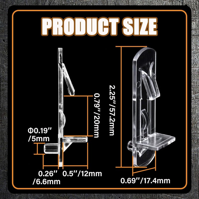 LonlyEagle 20pcs Plastic Locking Shelf Support Pegs,5mm Shelf Pins,Self-Locking Bracket Clips,Clear Shelf Pegs for for Kitchen Cabinet Furniture Book Shelves, 5mm Peg x 3/4" Thick Shelves - Image 2